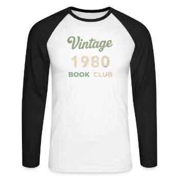 Cadeau vintage de l’année rétro de naissance du club de lecture des années 1980 - T-shirt baseball manches longues Homme - blanc/noir - Devant - Nik (191cm)
