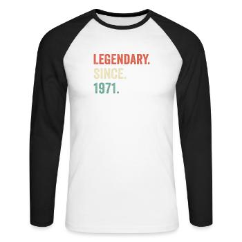 legendary since 1971 - Unisex Long Sleeve Baseball T-Shirt - white/black - Front - Nik (191cm)