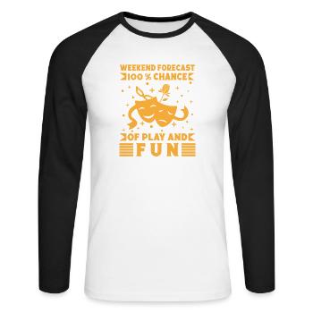 Musical Theatre Weekend Forecast Play & Fun Gift - Unisex Baseballshirt langarm - Weiß/Schwarz - Vorne - Nik (191cm)
