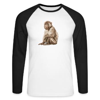 Macaque Macaque - T-shirt baseball manches longues Homme - blanc/noir - Devant - Nik (191cm)