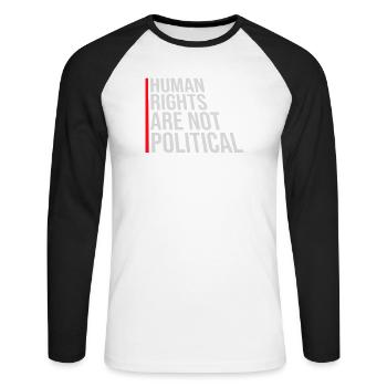 Human Rights Are Not Political Menschenrechte Logo - Unisex Long Sleeve Baseball T-Shirt - white/black - Front - Nik (191cm)