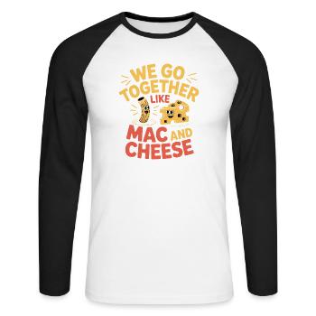 Mac and Cheese Best Friends Couple Design - Unisex Long Sleeve Baseball T-Shirt - white/black - Front - Nik (191cm)