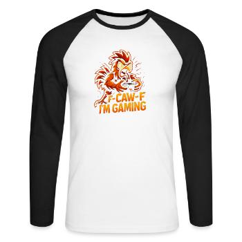 F-Caw-F I'm Gaming Humor Funny - Unisex Long Sleeve Baseball T-Shirt - white/black - Front - Nik (191cm)