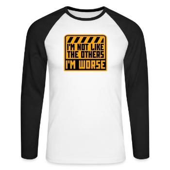 I'm Not Like The Others I'm Worse Funny Sarcasm - Unisex Long Sleeve Baseball T-Shirt - white/black - Front - Nik (191cm)