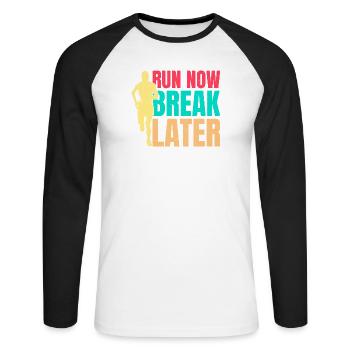 Courir Courir Maintenant Break Plus tard Marathonien - T-shirt baseball manches longues Homme - blanc/noir - Devant - Nik (191cm)