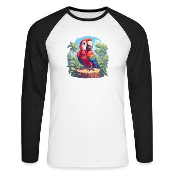 Macaw's Era - Unisex Long Sleeve Baseball T-Shirt - white/black - Front - Nik (191cm)