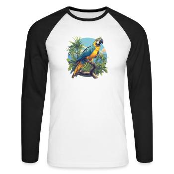 Macaw's Era - Unisex Long Sleeve Baseball T-Shirt - white/black - Front - Nik (191cm)