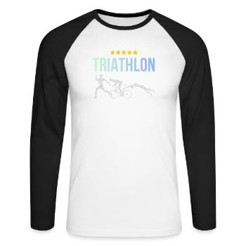 Triathlon - Unisex Long Sleeve Baseball T-Shirt - white/black - Front - Nik (191cm)