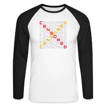 Censored Zensiert Lustig Statement Freiheit Logo - Unisex Baseballshirt langarm - Weiß/Schwarz - Vorne - Nik (191cm)