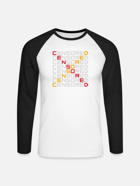 Censored Funny Statement Freedom Logo - Unisex Long Sleeve Baseball T-Shirt - white/black