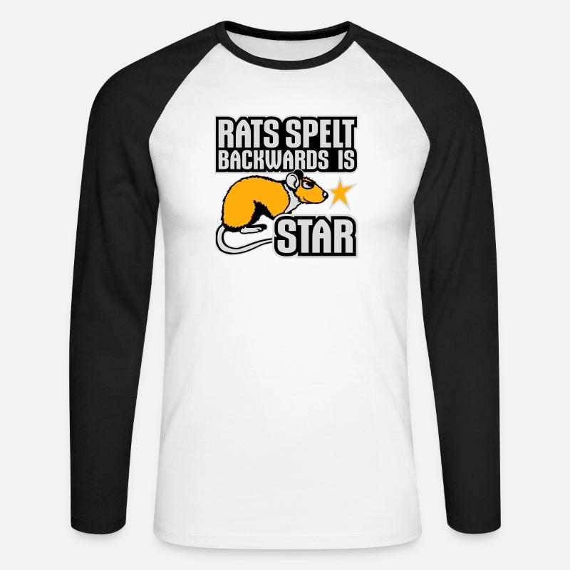 Rats scritto al contrario è Star Lustiger Ratte Spruch - Maglia da baseball a manica lunga da uomo - bianco/nero
