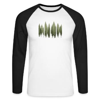 Forest Nature Trees Wilderness Nature Lovers - Unisex Long Sleeve Baseball T-Shirt - white/black - Front - Nik (191cm)