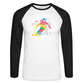 Ski alpin Sports d’hiver Ski nordique - T-shirt baseball manches longues Homme - blanc/noir - Devant - Nik (191cm)
