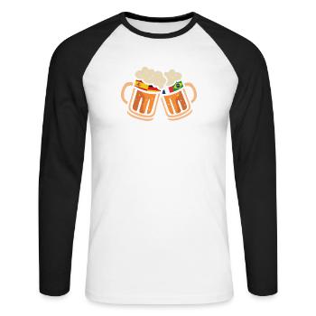 Bier Flaggen für WM mit Spanien und Deutschland - Unisex Baseballshirt langarm - Weiß/Schwarz - Vorne - Nik (191cm)