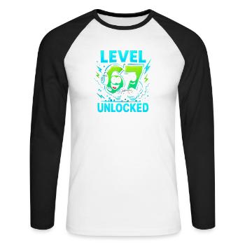 Level 67 débloqué six sept joueurs italiens de Brainrot - T-shirt baseball manches longues Homme - blanc/noir - Devant - Nik (191cm)