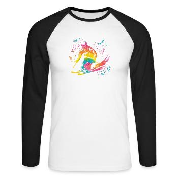 Alpine skiing Winter sports Nordic skiing - Unisex Long Sleeve Baseball T-Shirt - white/black - Front - Nik (191cm)