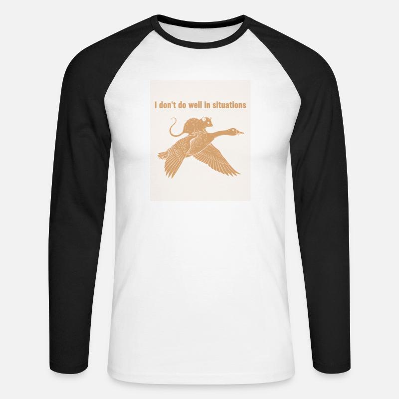 Dino Surf am Strand - Unisex Baseballshirt langarm - Weiß/Schwarz
