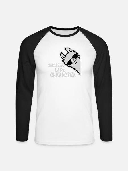 Llama Alpaca Sarcastic Side Character Sarcastic - Unisex Long Sleeve Baseball T-Shirt - white/black