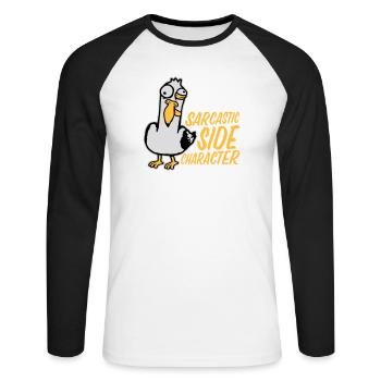 Crazy Seagull Sarcastic Side Character Funny - Unisex Long Sleeve Baseball T-Shirt - white/black - Front - Nik (191cm)