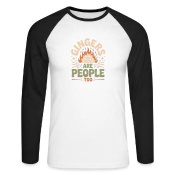 Les rouquins sont aussi des gens - T-shirt baseball manches longues Homme - blanc/noir - Devant - Nik (191cm)