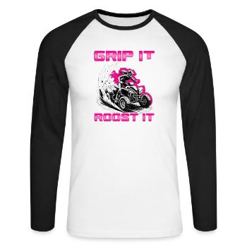 Quad ATV Woman Girl Four Wheeler - Unisex Long Sleeve Baseball T-Shirt - white/black - Front - Nik (191cm)