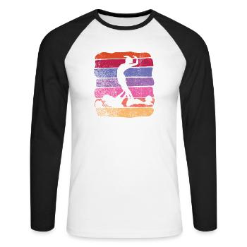 Artistic Swim Team Synchronschwimmen - Unisex Baseballshirt langarm - Weiß/Schwarz - Vorne - Nik (191cm)