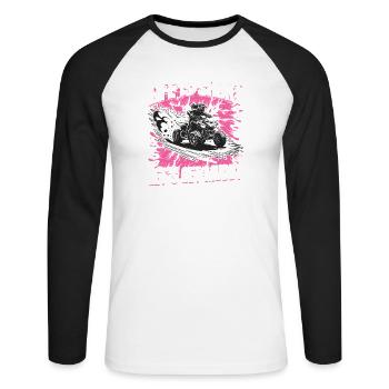 Quad ATV Woman Girl Four Wheeler - Unisex Long Sleeve Baseball T-Shirt - white/black - Front - Nik (191cm)