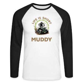 Quad ATV Garçons Hommes Quad Wheeler - T-shirt baseball manches longues Homme - blanc/noir - Devant - Nik (191cm)