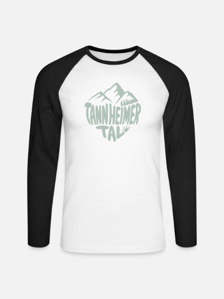 Tannheimer Tal Alpenmotiv - Unisex Baseballshirt langarm - Weiß/Schwarz