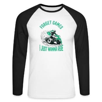 Quad ATV Garçons Hommes Quad Wheeler - T-shirt baseball manches longues Homme - blanc/noir - Devant - Nik (191cm)