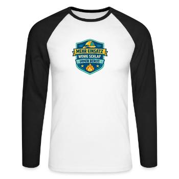 Mehr Einsatz Wenig Schlaf Shirt - Unisex Baseballshirt langarm - Weiß/Schwarz - Vorne - Nik (191cm)