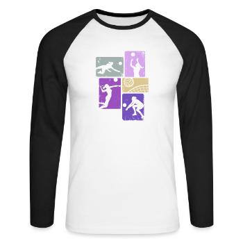Joueuse de volley-ball de beach-volley féminin - T-shirt baseball manches longues Homme - blanc/noir - Devant - Nik (191cm)
