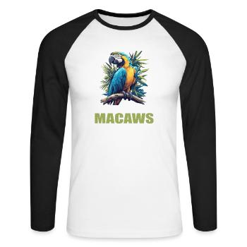 Macaw's Era - Unisex Long Sleeve Baseball T-Shirt - white/black - Front - Nik (191cm)