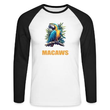 L’ère de l’ara - T-shirt baseball manches longues Homme - blanc/noir - Devant - Nik (191cm)