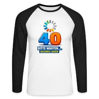40 Jahre: Gelenke laden - Unisex Baseballshirt langarm - Weiß/Schwarz - Vorne - Nik (191cm)