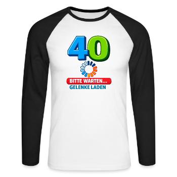 40 Gelenke Laden - Unisex Baseballshirt langarm - Weiß/Schwarz - Vorne - Nik (191cm)