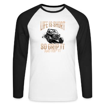 UTV Tout-Terrain Boy Men 4 Wheels Side by Side - T-shirt baseball manches longues Homme - blanc/noir - Devant - Nik (191cm)