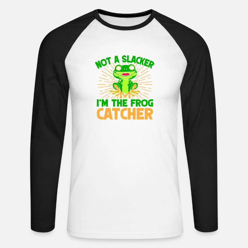 Frog Catcher Not A Slacker Frog - Unisex Baseballshirt langarm - Weiß/Schwarz