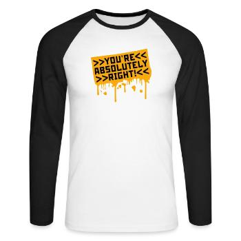 You're Absolutely Right Lustig Sarkastisch KI Logo - Unisex Baseballshirt langarm - Weiß/Schwarz - Vorne - Nik (191cm)