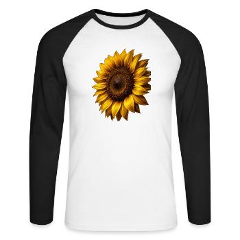 Gelbe Sonnenblumen Blumen Sonnenblumengrafiken - Unisex Baseballshirt langarm - Weiß/Schwarz - Vorne - Nik (191cm)