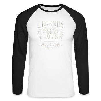 April 1976 Retro April 1976 Birthday Gift - Unisex Long Sleeve Baseball T-Shirt - white/black - Front - Nik (191cm)