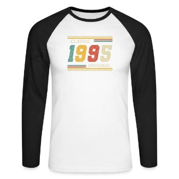 Classique 1995 original 1995 - T-shirt baseball manches longues Homme - blanc/noir - Devant - Nik (191cm)