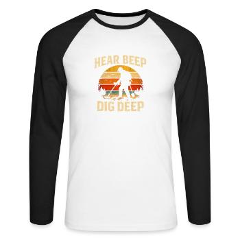 Bip Entendre Deep Creuser | Chasse au trésor de Sondeln - T-shirt baseball manches longues Homme - blanc/noir - Devant - Nik (191cm)