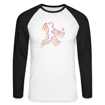 Joueuses féminines de softball - T-shirt baseball manches longues Homme - blanc/noir - Devant - Nik (191cm)