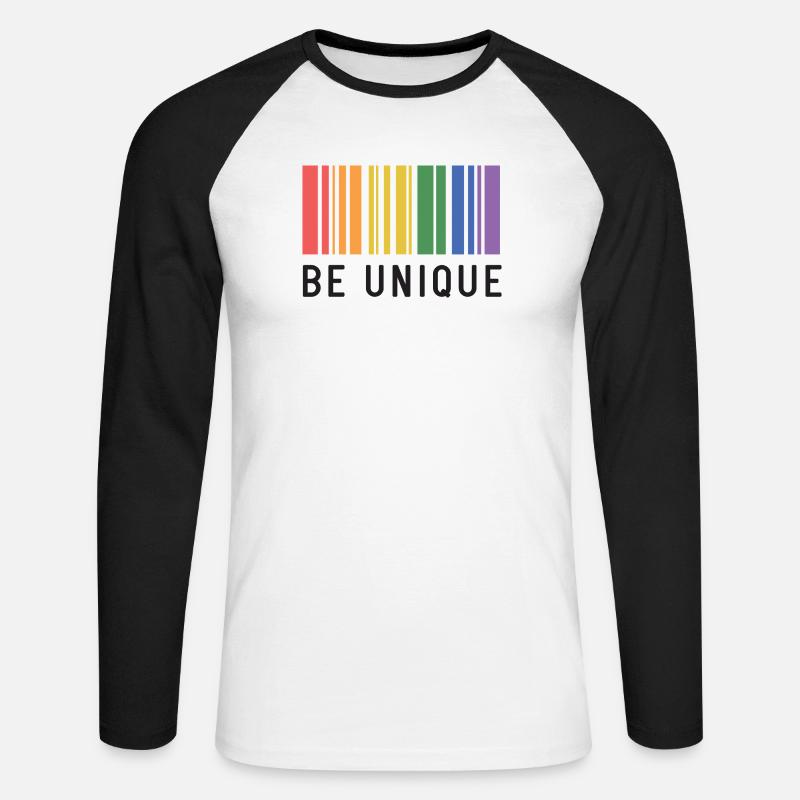 LGBT-Pride-Monat – Sei einzigartig - Unisex Baseballshirt langarm - Weiß/Schwarz