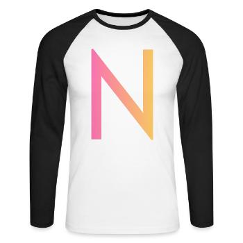 N - Unisex Long Sleeve Baseball T-Shirt - white/black - Front - Nik (191cm)
