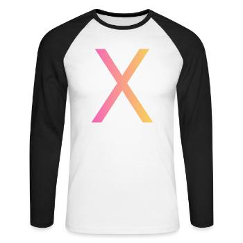 x - Unisex Long Sleeve Baseball T-Shirt - white/black - Front - Nik (191cm)