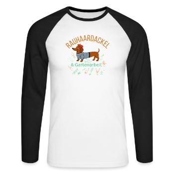 Gipfeli Tester aus Leidenschaft - Schweizer Frühst - Unisex Baseballshirt langarm - Weiß/Schwarz - Vorne - Nik (191cm)