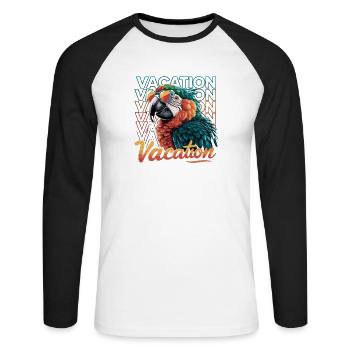 Aventure de vacances avec perroquet avec des lunettes d’été - T-shirt baseball manches longues Homme - blanc/noir - Devant - Nik (191cm)