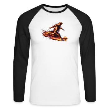 Soccer Player Energy Sport Design - Unisex Long Sleeve Baseball T-Shirt - white/black - Front - Nik (191cm)